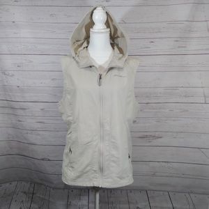 Eddie Bauer zip front nylon vest w/ hood